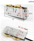 Heavy Duty 6 Pack Of Stainless Steel Sliding Door And Window Rollers With Double Copper Wheels and Silent Bearings, showing dimensions.