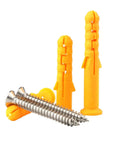 Yellow Plastic Expansion Anchor Kit With Zinc Plated Self Tapping Screws For Drywall Concrete Brick Hollow Walls 8mm Wall Plugs