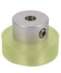 100mm Aluminum Polyurethane Encoder Wheel For Rotary Encoders, green and silver finish, side view with 6mm inner hole