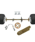 Rear Axle For Go Kart 32 Inch 810mm Powersports Axle With Tubeless Rain Tires 190mm Disc Rotor Master Caliper 41T Sprocket And 428 108L Chain