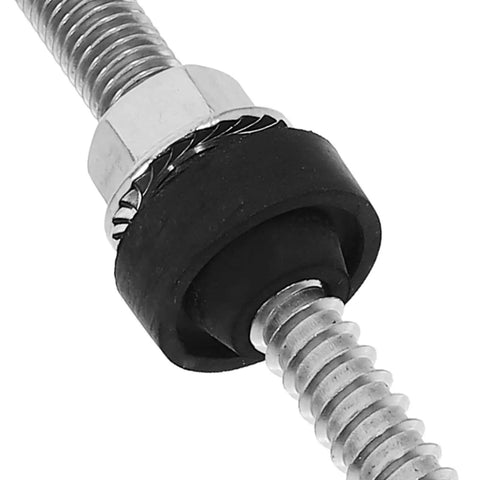 Tough As Nails Stainless Steel Solar Hanger Bolts With Dual Thread Adjustable Height For Zero Sag PV Mounting close-up view.