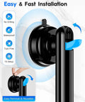Premium Upgraded Rock Solid Two Pack Shower Grab Bars For Bathroom Wall, Heavy Duty Non Slip Suction Handles With Zero Drilling Nonsense, Game Changing Senior Safety Assist Grips, Reusable Black White Set installation process with suction cup and tool-free setup.