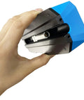 Top Shelf Surface Roughness Tester With Slim Needle For Tricky Grooves And Curved Surfaces Heavy Duty Metal Stand plug held showing slim design.