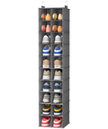 Dope Foldable Hanging Shoe Closet Rack Solid Thick Fabric Storage System With Wide Compartments Straight Up Perfect For Sneakers Flats Heels And Daily Slippers In Fresh Gray, showcasing 8 organized shoe compartments.
