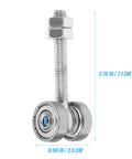 Close-up of Heavy Duty Sliding Door Roller Pulley Assembly With Double Bearings For Smooth Gliding Patio And Window Rails Built Tough With Rock Solid Steel Hardware And A Tight Slip In Install.