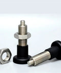 Pro Grade Spring Loaded Index Plungers With Smooth Screw Adjustment Rock Solid Steel Locating Pins For Precision Equipment Alignment Fast Setup One Piece Pack with hex nut and steel pins.