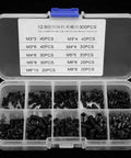 Beefy Socket Head Hex Grub Screw Set Assortment Kit 12.9 Grade Stainless DIN 916 Metric Sizes M3 to M8 Heavy Duty Fasteners for Machinery Repair and Metalworking Great for Fixtures Handles and DIY Projects, open case