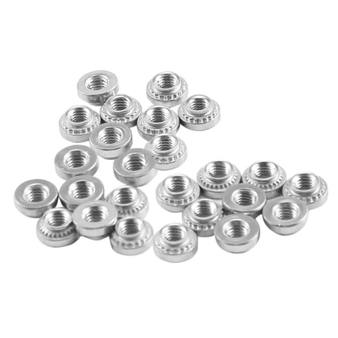 M3 Stainless Steel Self Clinching Rivet Nuts 100 Pack Heavy Duty Thread Inserts arranged on a surface for sheet metal fastening.