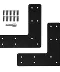 Built Tough Carbon Steel L Post Brackets 2 Pack 10 By 10 Inch Flat Mender Plates For 4x4 And 6x6 Fence Posts Rust Proof Black Powder Coated, includes screws.