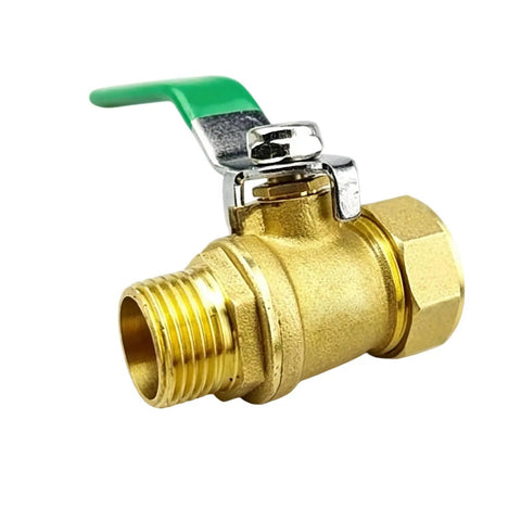 Heavy Duty Brass Ball Valve With Compression Fitting For Aluminum Composite Pipe slick quarter turn shutoff handle for water control.