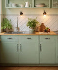 Matte Black And Gold Cabinet Pulls 5 Inch Center To Center 7 Inch Long Drawer Handles 10 Pack Premium Zinc Alloy Kitchen Hardware Dead Easy Top Shelf Modern Design on mint green kitchen cabinets.