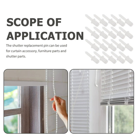 Heavy Duty Window Screen And Plantation Shutter Repair Kit 60 Piece Assortment with spring pins in window blinds application.