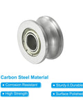 Premium Quality U Groove Bearings 20 Pack Carbon Steel Sealed Ball Bearings 4Mm Bore showing polished roller wheel with smooth surface.