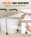Built Tough Toilet Safety Rail With Padded Armrests, adjustable snap adjustment for secure height and width by toilet.