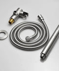 Brushed Nickel Dual Modes Brass Shower Wand High Pressure 7 Inch Handheld Shower Head Sprayer With 59 Inch Hose and Bracket