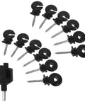 Screw-In Wire Insulators For Wood Posts Sun Resistant 51 Pack With Socket Tool, Tough As Nails Electric Fence Clips For Cattle Fencing, Rainproof And High Holding Power For Large Farms. 51 black screw-in wood post insulators with socket tool