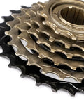 Solid Six Speed 14 To 28T Bicycle Freewheel With Threaded Type Freehub Replacement Part close-up on cogs