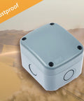 IP66 Weatherproof Electrical Junction Box Enclosure For Outdoor Electronics, Dustproof And Rugged Waterproof ABS Plastic, Gray, 3.3x2.8x2.3 Inch, Project Box, 100 Pack shown on desert backdrop