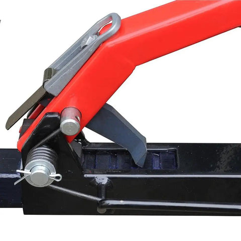 Close-up of Heavy Duty 1500 Lb Wheel Dolly Rock Solid Ratchet Lift handle and locking mechanism for easy use.