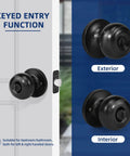 Keyed Entry Door Knob Set Matte Black 6 Pack For Exterior And Interior Doors With Lock And Key Left Or Right Handed ANSI Grade 3