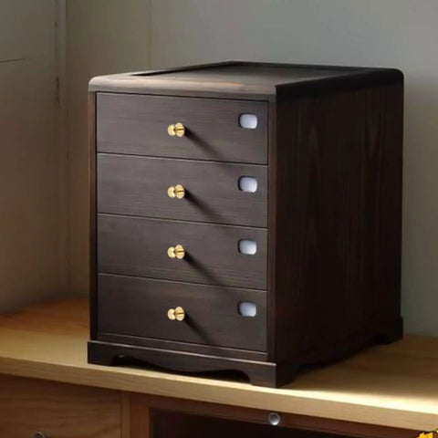 Straight Up Gold Tiny Drawer Knobs With Matching Screws, Sweet Small Round Handles For Dressers Cabinets And Jewelry Boxes on dark dresser.