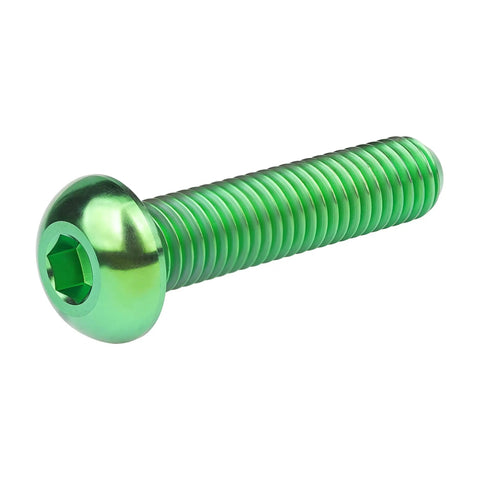Premium M8 X 35Mm Titanium Hex Socket Button Head Bolt in vibrant green finish for auto hardware applications.
