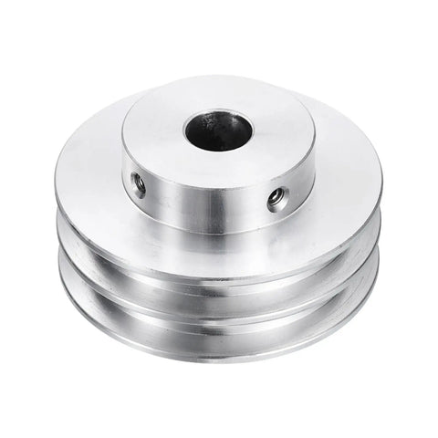 Heavy Duty Aluminum V Type Pulley With Double Groove Cut Designed For Six mm Pu Belts Boasts A Clean Twelve Millimeter Bore And Sixty Millimeter Wide Profile Plus Comes Ready To Hit The Ground Running With Included Mounting Bolts.
