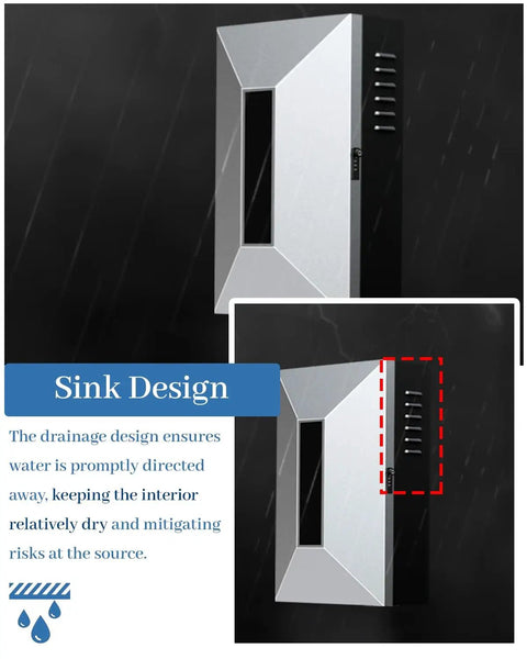 Heavy Duty Outdoor EV Charger Pedestal with galvanized steel enclosure and keypad lock, showcasing drainage design.