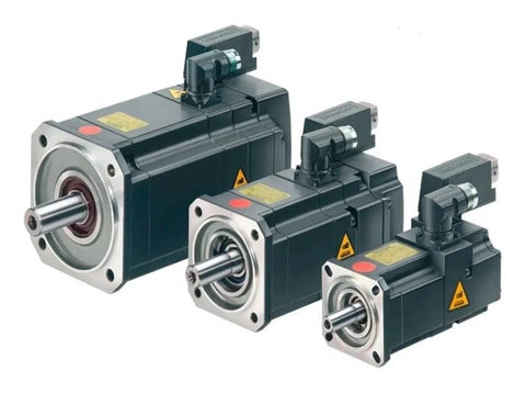 Three CHUNYE servo motors with gearboxes, dark gray housings, front view.