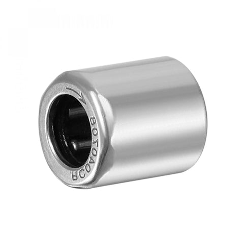 Straight From The Shop One Way Needle Roller Bearing Clutch 1/4 Inch Bore 7/16 Inch OD 1/2 Inch Width Built Tough St14 Steel Cup Precision Gcr15 Rollers Grease Packed Reverse Idler 5 Pack close-up view of steel roller bearing clutch.