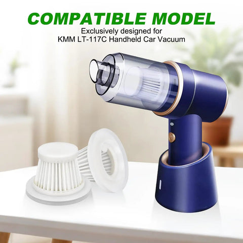 HEPA Vacuum Filter Replacement Compatible With LT-117C Handheld Car Vacuum Cleaner Six Pack beside vacuum cleaner