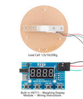 HX711 Digital Load Cell Module With Display 24 Bit Analog To Digital Weight Sensor Board shown with circular load cell and wiring setup