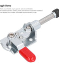 Stainless Steel Quick Release Toggle Clamp With Medium Hold For Testing Frames And Jigs Push Pull Locking Mechanism Durable Clamp For Secure Parts Fast Setup And Reliable Fixture Tool with red handle