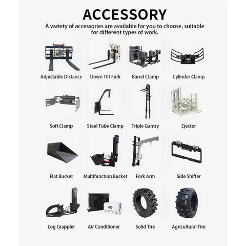 Various accessories for Smooth Operator Electric Forklift powered by hydraulic lifting mast, enhancing cargo loading efficiency.
