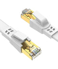 Flat Shielded Ethernet Cable 0.75m 2 Pack For Router Modem And Gaming, Weatherproof UV Resistant S/FTP, Gold Plated RJ45 connectors