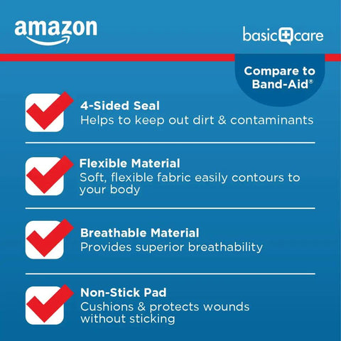 Flexible Fabric Adhesive Bandages For Wounds And Scrapes Breathable With Nonstick Pad Latex Free 1x3 Inch 100 Count features