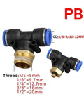 Twenty Piece Pneumatic Air Fittings Kit Tube Connectors In 10mm 12mm 14mm 16mm With M5 Threads Three Quarters Inch And One Half Inch Hose Adapters Includes 1 Way And 2 Way Pipe Connectors, black plastic brass fitting