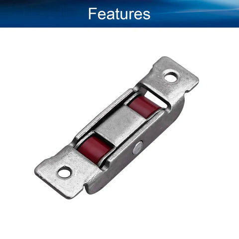 Straight Up Durable Nylon Sliding Door Pulley Wheels With Electroplated Stainless Steel Shell And Smooth Riding Track Rollers For Closet Window And Cabinet Replacement Parts Silver 4 Pack showing smooth red wheels.