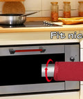 Slick Red Neoprene Fridge Door Handle Covers 4 Pack Soft cushioned protectors fit snugly on oven handle.