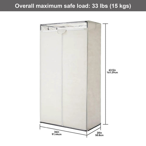 Heavy Duty Hanging Closet Organizer With Full Zip Cover 36 Inch Wide Clothes Storage Rack dimensions 36W x 20L x 63.5H light grey design