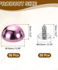 Stylish Lightweight Plastic Dome Studs For DIY Leather Jacket Sewing Featuring Kickass Flat Back Rivet Hardware With Secure Alignment Nails To Upgrade Fashion Items In Dope Purple, product size reference.