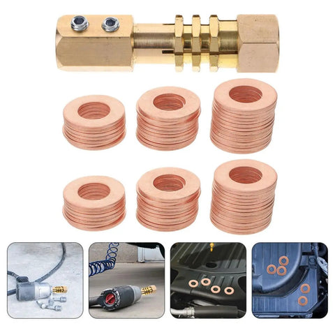 200 Piece Copper Sealing Washers And Flat Ring Gasket Set For Automotive Sheet Metal Repair DIY Ready Metric Crush Washers
