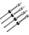 Pro Grade M10 Hanger Bolts A2 Stainless Steel With Epdm Weather Seal And Preassembled Aluminum Rail Mounting Kit For Solar Pv Panels On Metal Wood Roofs Quick And Slick Install - close-up view of bolts with rubber seals