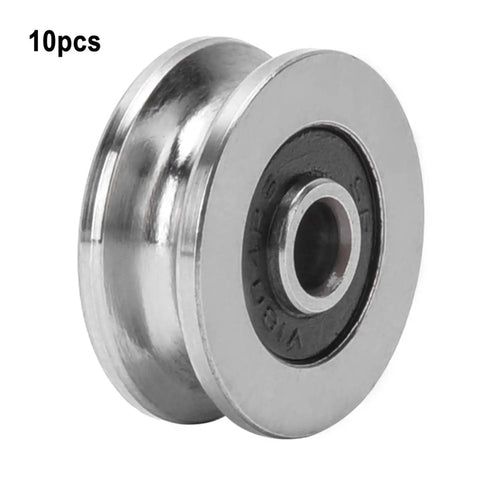 Top Shelf 10 Pack V1804 2RS V Groove Ball Bearings 4X18X8MM precision roller with silver steel finish and double sealing.