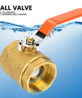 Bulletproof Brass Ball Valve Two Inch Shut Off with orange handle, designed for easy operation and zero drag flow.