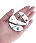 Heavy Duty 316 Stainless Steel Twist Catch Latch Kit For Marine Boat Trunks And Hard Shell Hatches held in hand, showcasing smooth finish.