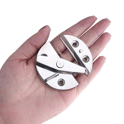 Heavy Duty 316 Stainless Steel Twist Catch Latch Kit For Marine Boat Trunks And Hard Shell Hatches held in hand, showcasing smooth finish.