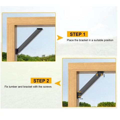 45 Degree Angle Bracket Kit For Pergolas And Gazebos, Heavy Duty Metal DIY Brackets For Patios, Porches, Tree Houses And Log Cabins, Quick Install, Weather Resistant, 12 Pack