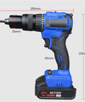 Heavy Duty 20V Cordless Rivet Gun With Brushless Motor And 4000mAh Battery, showing dimensions, designed for quick blind rivet and nut assembly.