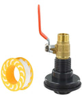 Rock Solid One Half Inch Brass Ball Valve With Bsp Male Threads For Water Line Connections Built Tough For Long Haul Performance And Super Easy Diy Installation with yellow tape.